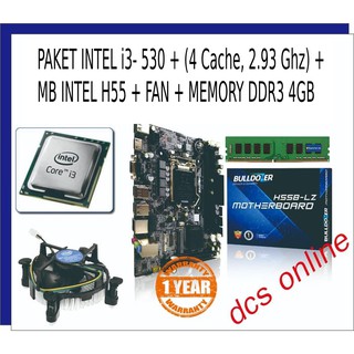 PAKET MOBO MOTHERBOARD H55 BULLDOZER + INTEL CORE i3 530 + MEMORY DDR3 4GB (PAKET)
