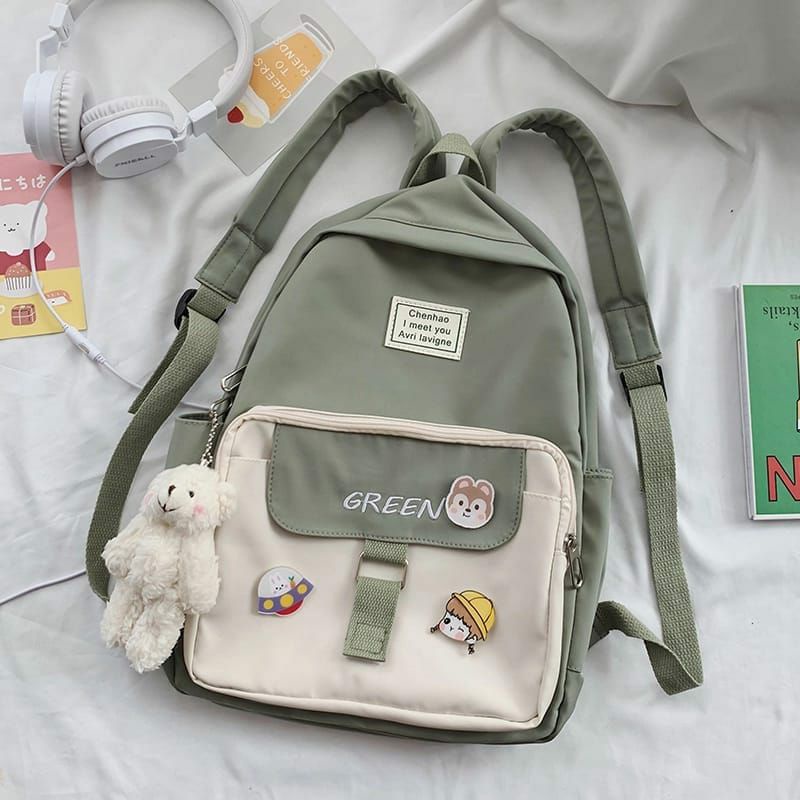 Ransel Anak Sekolah Perempuan Korean style Ransel Sekolah Siswa Perempuan Korea Harajuku Ransel Kapasitas Besar Nilon Tas Sekolah Model Multifungsi SMA SMP SD TK