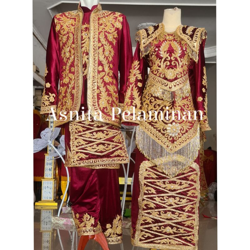 Baju pengantin minang terbaru baju pengantin padang terbaru full payet mewah merah marun
