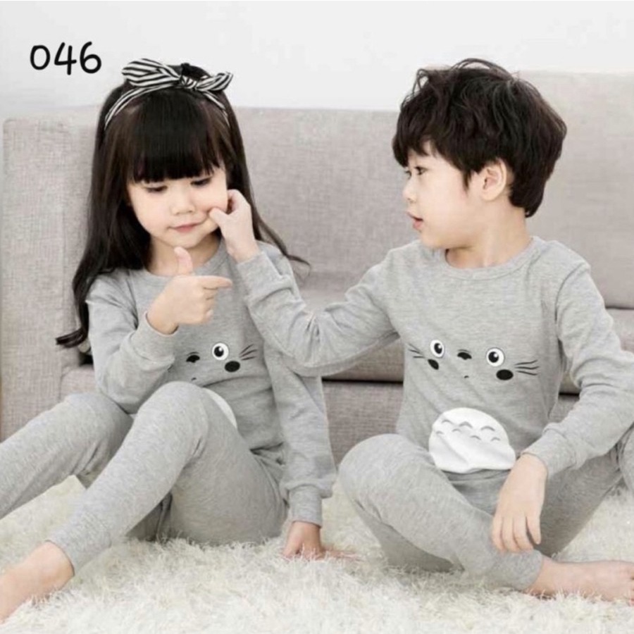 BAJU PIYAMA ANAK UNISEX 5THN KAOS KATUN SET CELANA PANJANG MOTIF BARU