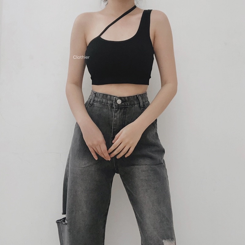 CLOTHIER - Aera Ribbed Tank | Asymmetric Sling Bralette