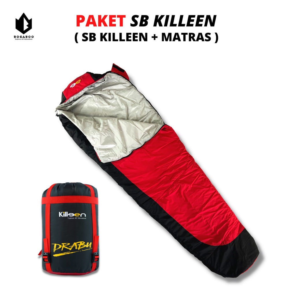 PAKET HEMAT - Matras Karet Camping + Sleeping Bag Killeen Seri Drabu - sleeping bag dacron