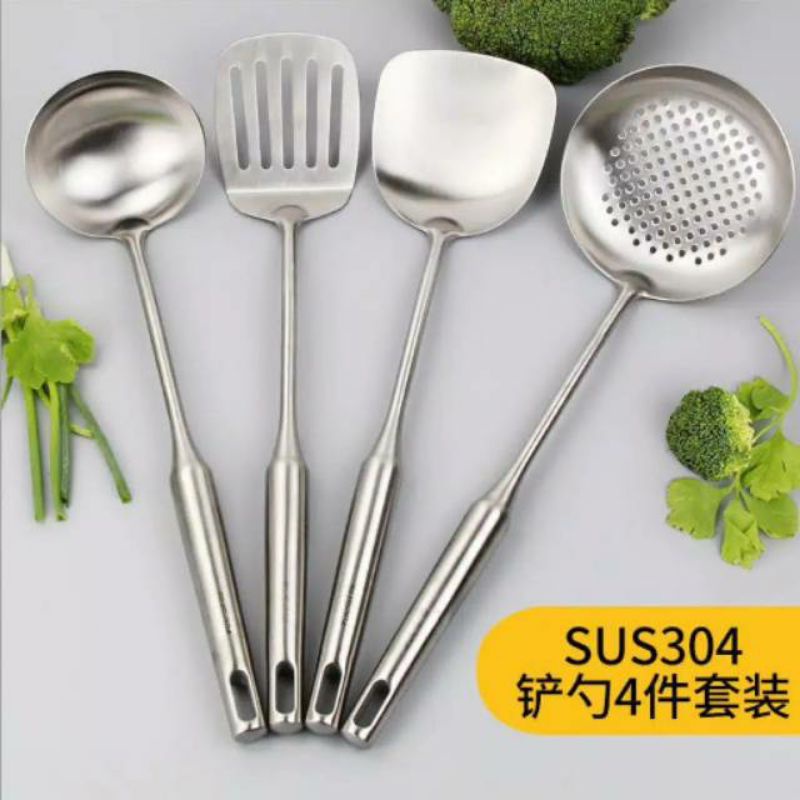 SET ALAT MASAK 4in1 kitchen ware set stainless steel spatula alat Sutil Dapur Sodet Masak