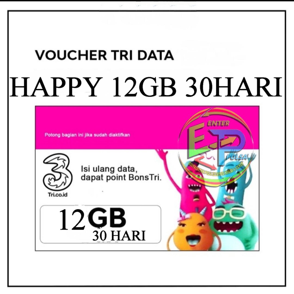 Voucher Tri Happy 12GB 30hari