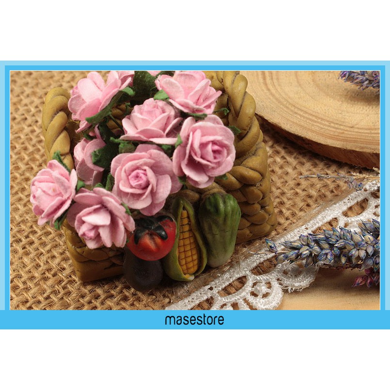 5 Tangkai Bunga Kertas Mawar Pink 1,5 cm BK-06 Masestore Craft