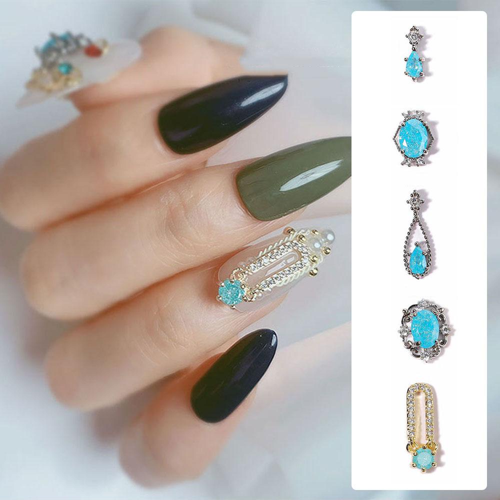 Mxbeauty Nail Art Perhiasan Charms Mutiara Bunga Zirkon Rantai Kuku Rhinestones