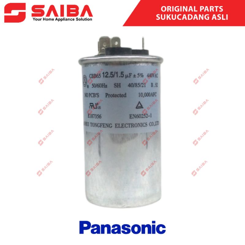 Kapasitor Capacitor AC PANASONIC  1/2 Pk 12,5+1,5 uf Original