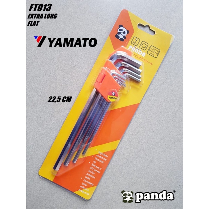 KUNCI L RATA XTRA LONG(XTRA PANJANG) SILVER CHROME PANDA 9PCS