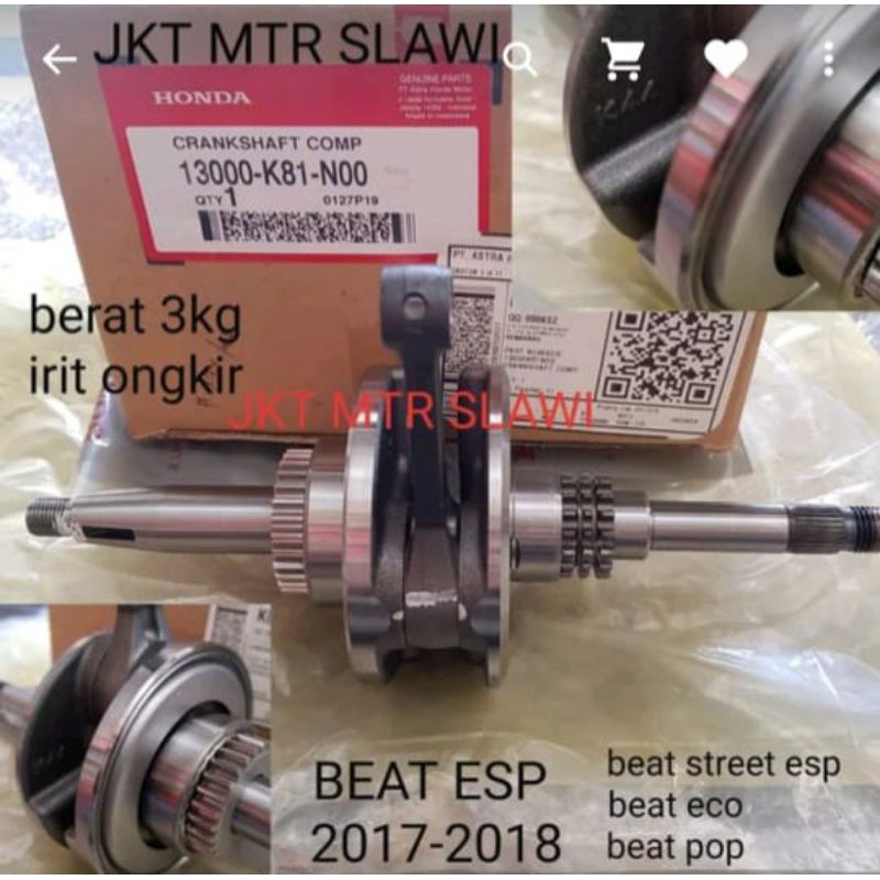 13000-K81-N00 crankshaff assy kruk as assy scoopy esp vaeio 110 esp beat street esp beat pop beat eco ori honda