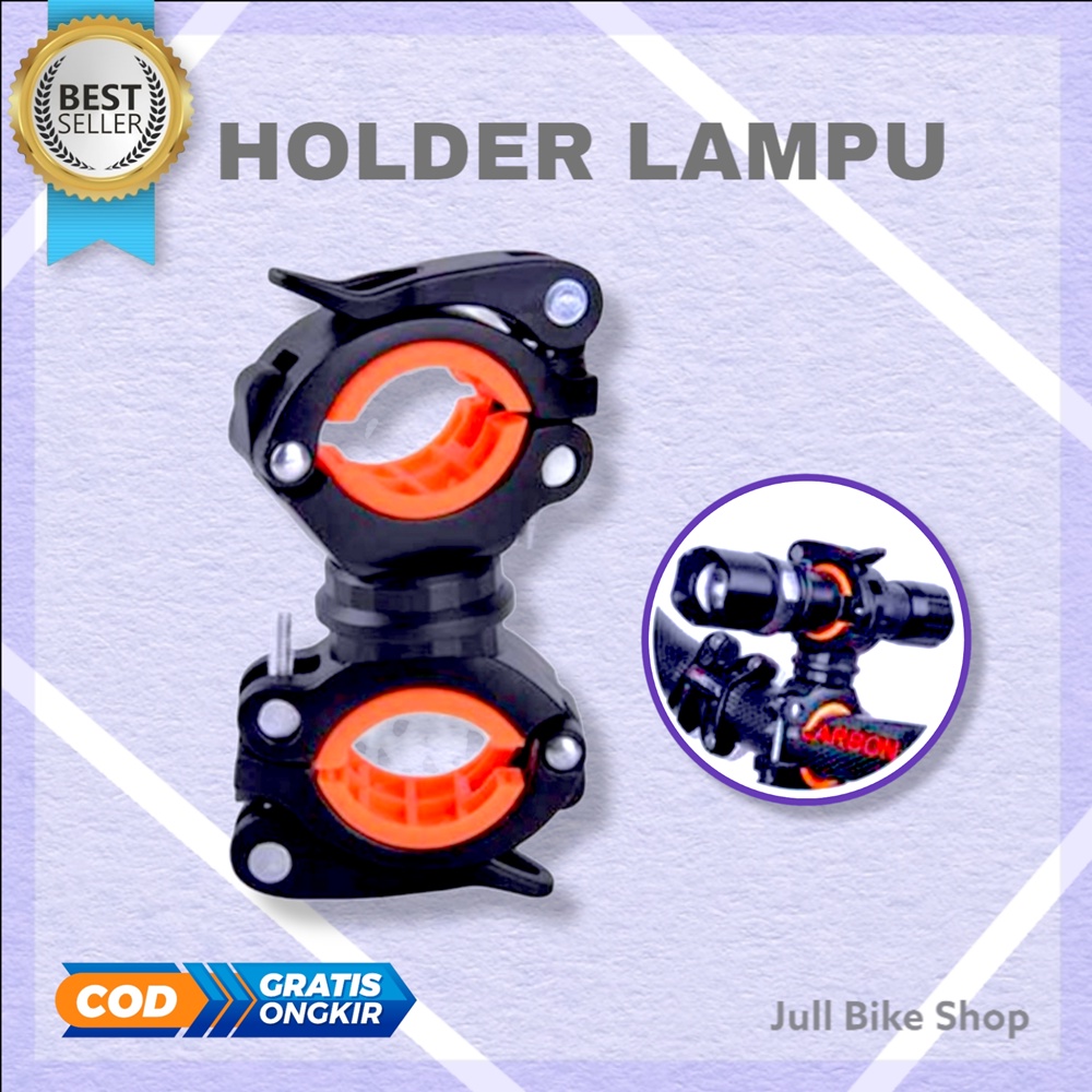 Strap penjepit senter sepeda mtb lipat stang clamp holder lampu karet