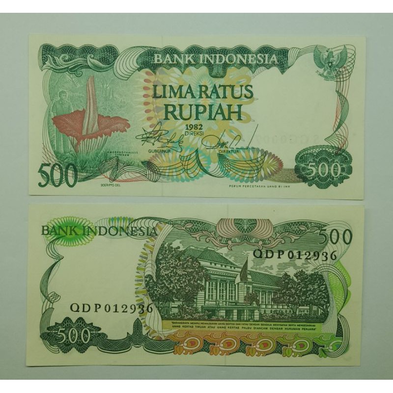 UANG KUNO 500 RUPIAH BUNGA BANGKAI TH 1982