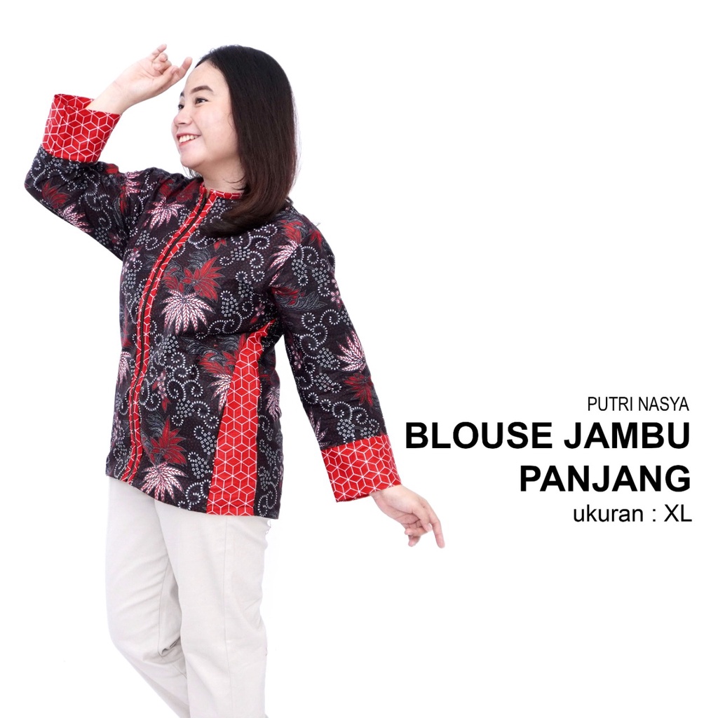 Atasan Batik Jumbo Blouse Big Size Wanita Kerja S-M-L-XL-XXL-3L-4L-5L Blus Jumbo Kerja Seragam Batik