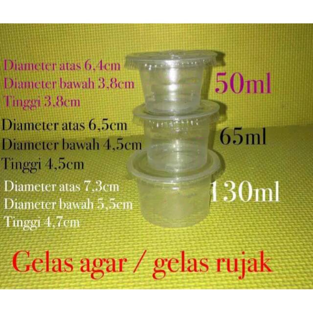 GELAS JELLY/Cup puding jelly plastik/cup puyo 50ml , 65ml dan 130ml pakai tutup