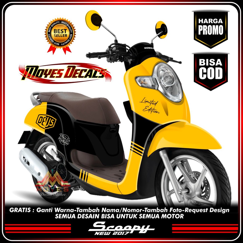 Decal Sticker New Scoopy FI - Motif Rider Simple Color Yellow Stiker Decal Scoopy Esp FI