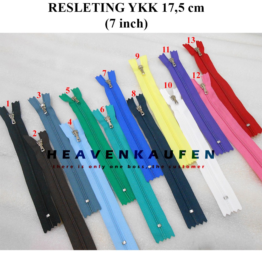 Resleting/Zipper 17,5 cm (7 inch) YKK Murah Warna Warni