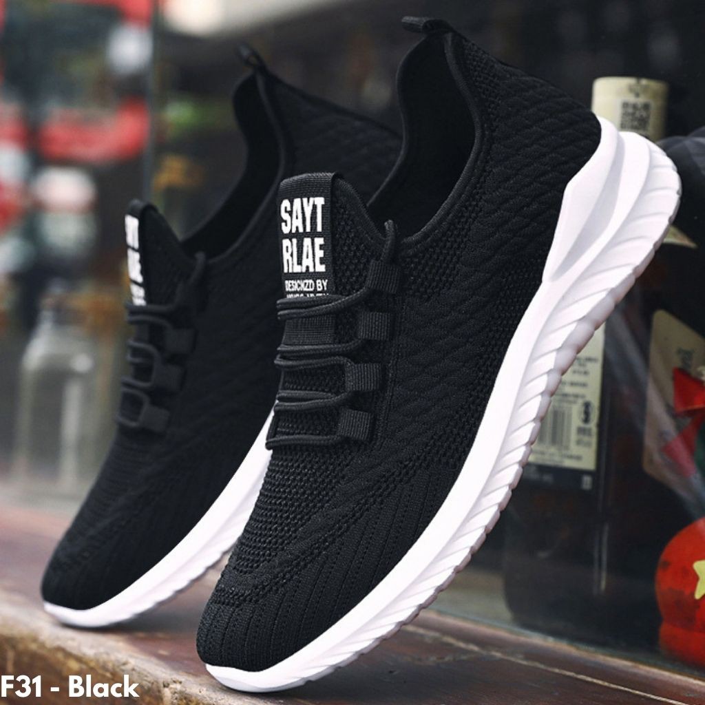 SEPATU SNEAKERS PRIA LARI IMPORT CANVAS NYAMAN SOLE KARET REMAJA DEWASA CASUAL HITAM IMPORT F31