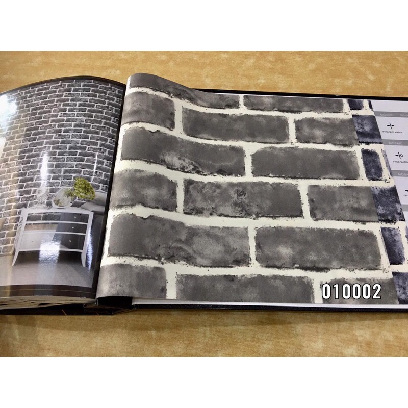 Wallpaper Dinding Murah Motif Batu Bata Abu Hitam 3d glmr