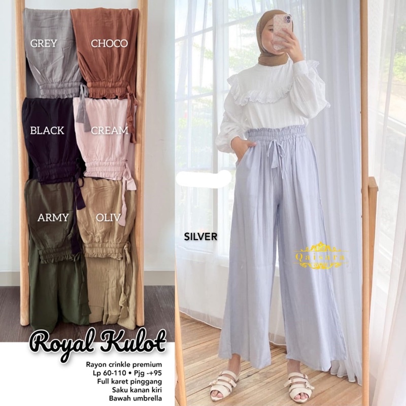 Royal kulot celana pants rayon crinkle premium