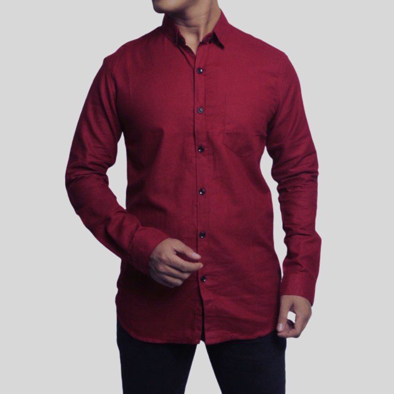 KEMEJA PRIA LENGAN PANJANG POLOS BASIC CASUAL SLIM FIT