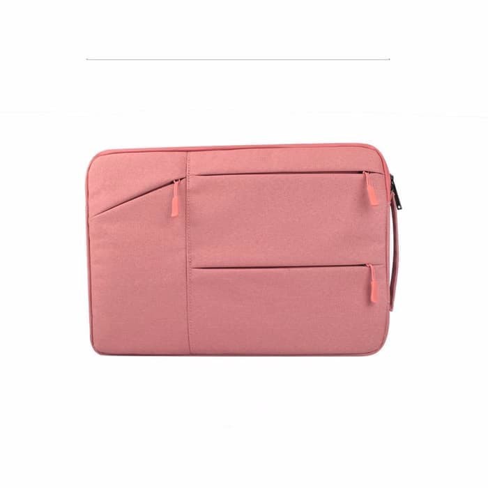 Tas Laptop 14inch Sleeve Case Jinjing Pocket Nylon Waterproof - Pink