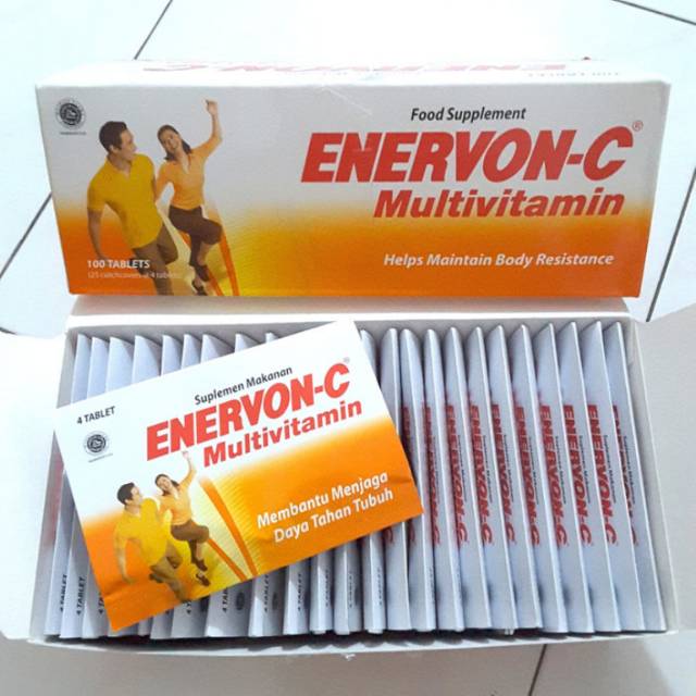ENERVON C 1 BOX KARDUS ISI 100 KAPLET 25 LEMBAR DIJAMIN READY VITAMIN C B COMPLEX DAYA TAHAN TUBUH