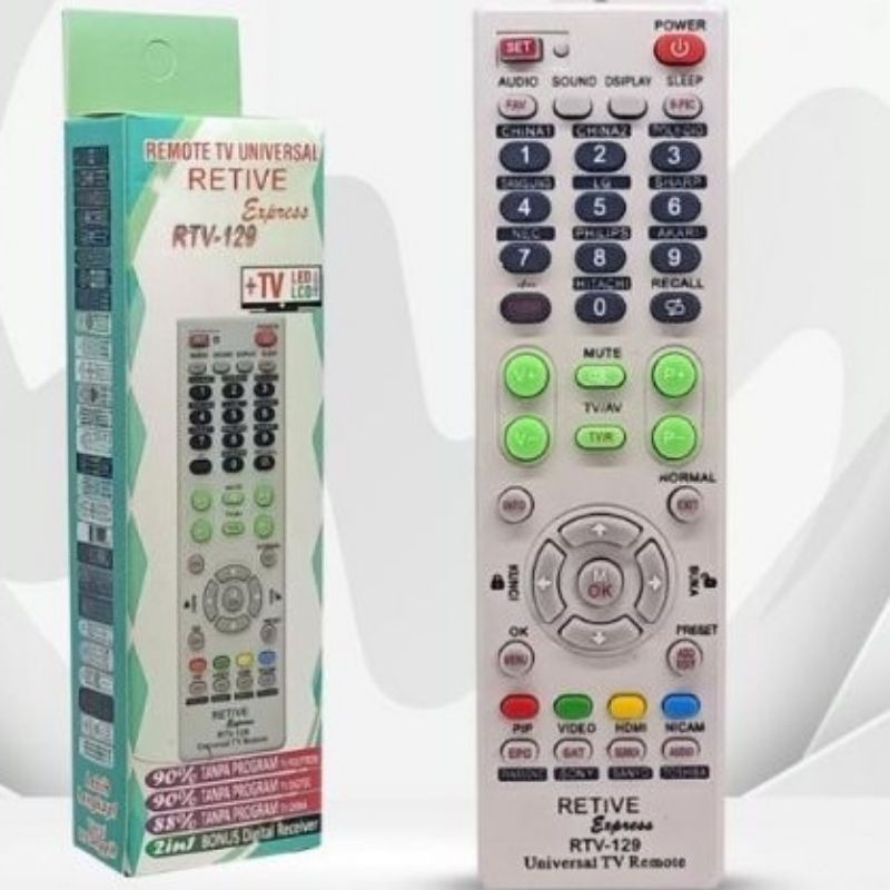 universal Remote TV RETIVE RTV 123 126 136 129 139 remot segala merek sony sharp samsung polytron digitec tabung lcd led receiver