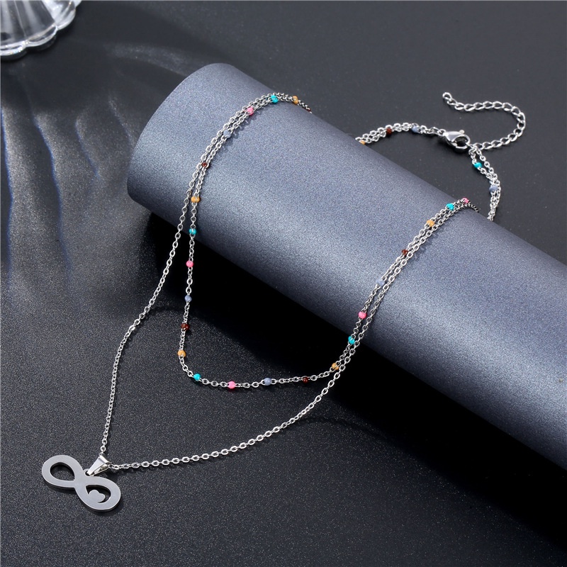 Bohemian fashion minyak menetes berlapis kalung bahan besi anti karat untuk wanita ornamen double-la