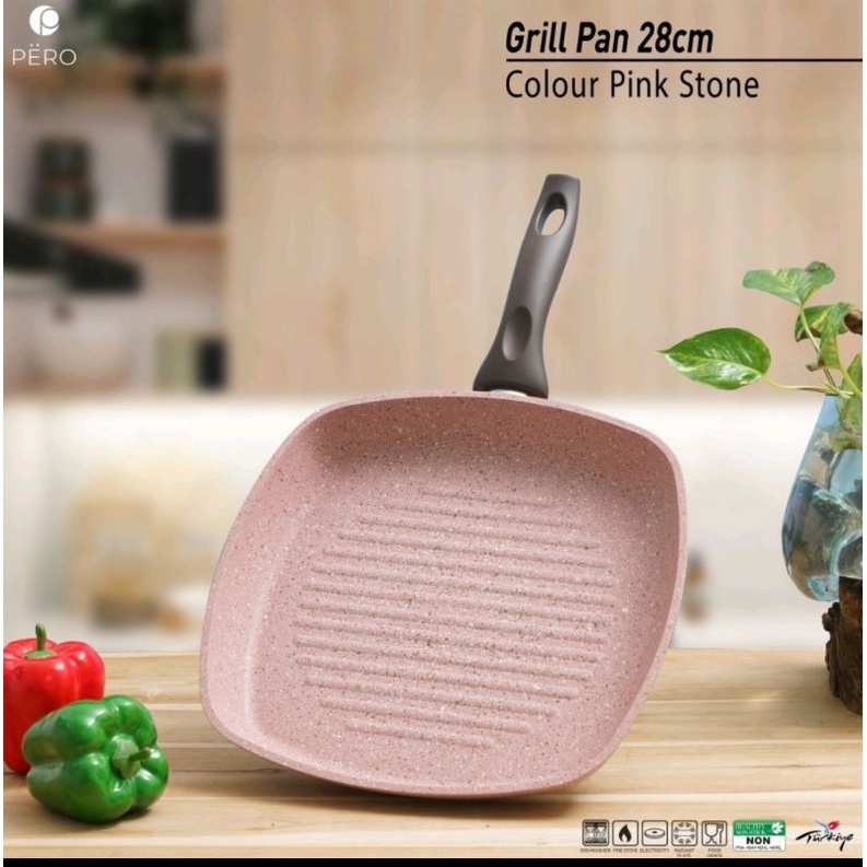 PERO GRILL PAN 28CM PINK STONE