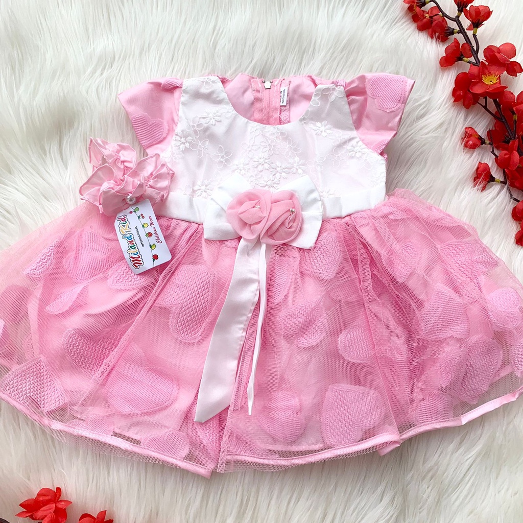 Baju party tile dress bayi cewek  pergi pesta kondangan fashion anak perempuan murah -mil