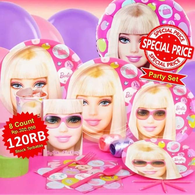 Set Perlengkapan Pesta Ulang Tahun Karakter Barbie