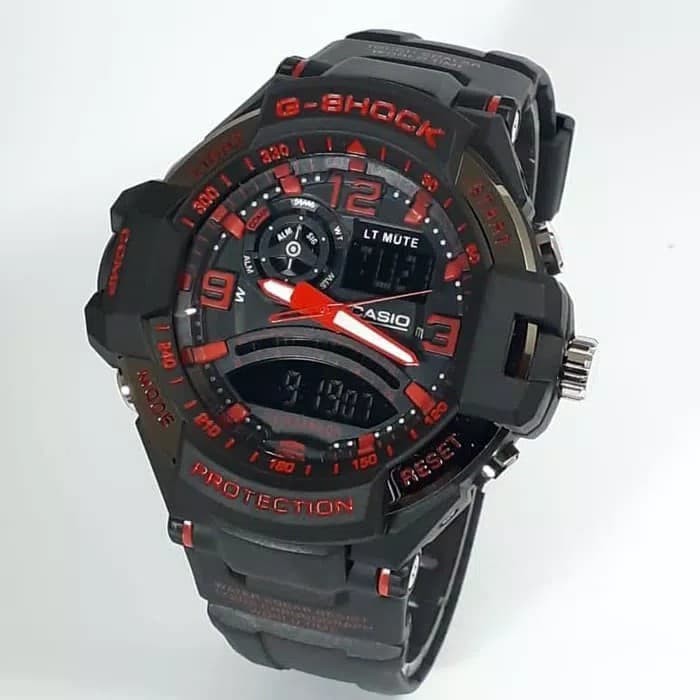 Jam Tangan Gshock GA1000 Water Resist Renang - Hitam lis Merah