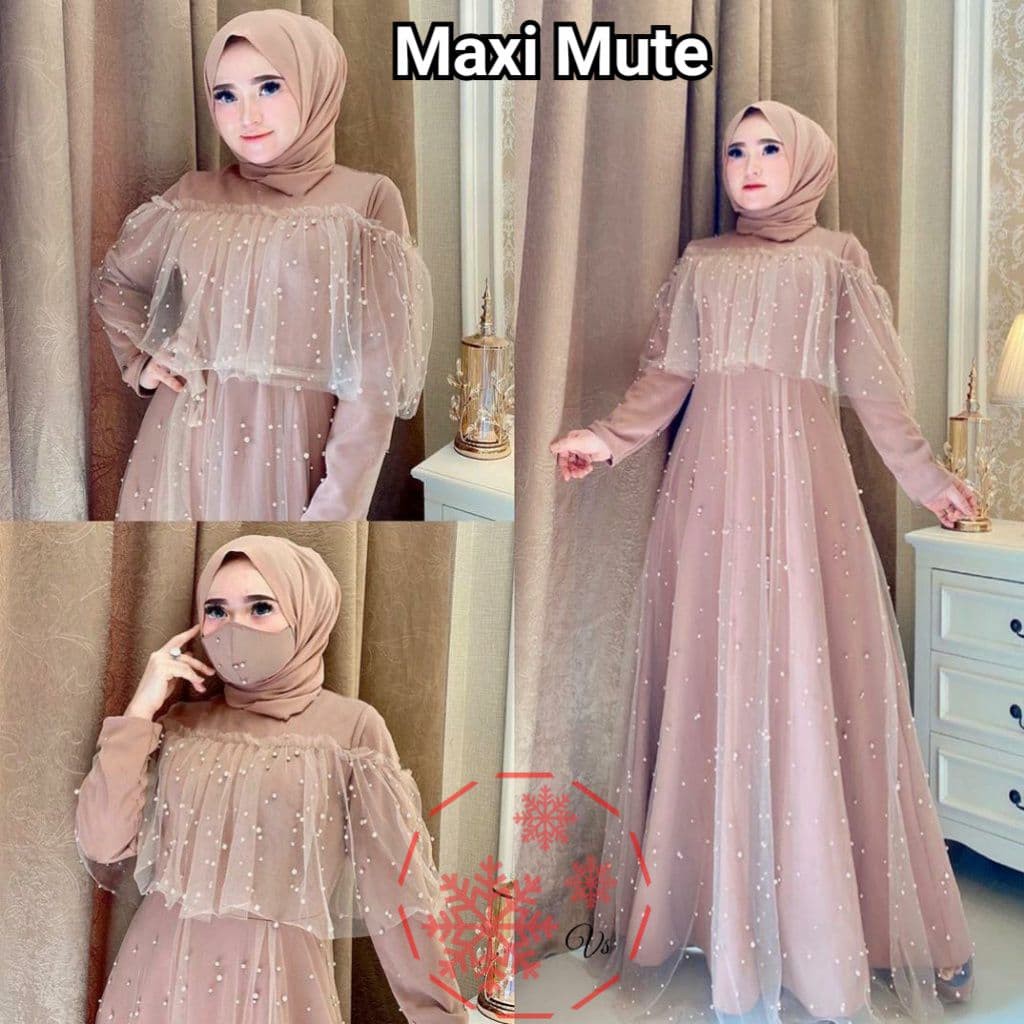 ESME- Maxi Mute/ COD/ GAMIS BRUKAT TERBARU/ MAXI BRUKAT MUSLIM/ MAXI DRESS KEKINIAN/ FASHION MUSLIM