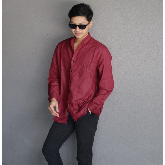 KEMEJA POLOS PANJANG FENNEL MAROON