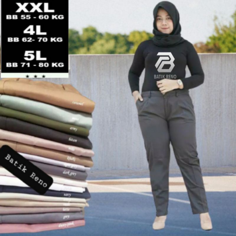 JUMBO BAGGY PANTS PREMIUM AMERICAN DRILL BIG SIZE 4L 5L latte,nude,milo,navy,army,dusty pink