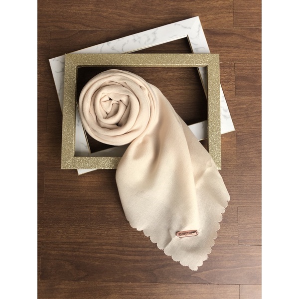 Part 1 Voal Arabian Jilbab Polos Sahara Hijab Segiempat-Creamy