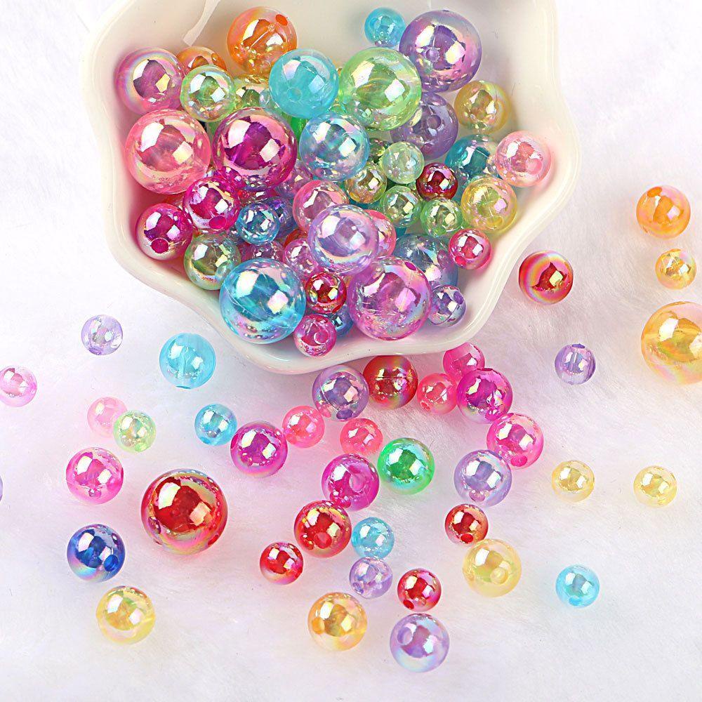 Mxbeauty AB Transparan Manik-Manik Pelangi4 /6 /8 /10 /12mm Kalung Gelang DIY Craft Kristal Akrilik Manik-Manik Bulat