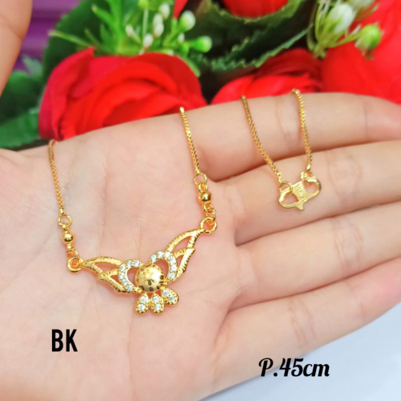 Kalung Dewasa koye permata ukir batik emas Korea *COD*