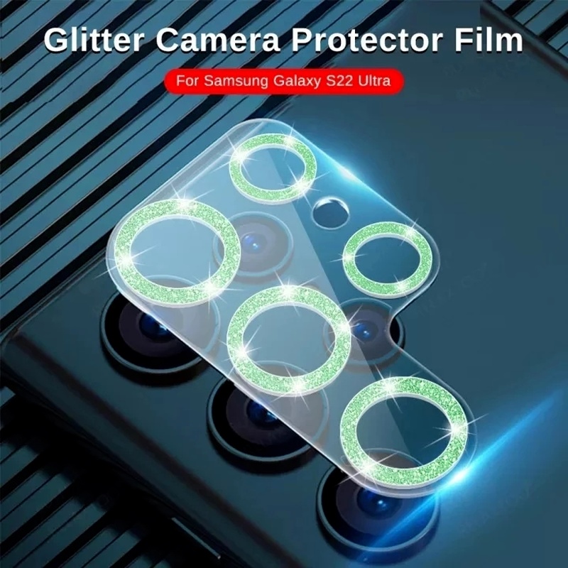 Film Pelindung Lensa Kamera Glitter 3D Untuk Samsung Galaxy S22 Ultra