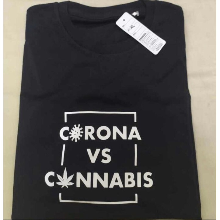 KAOS DISTRO CORONA VS CANNABIS - TSHIRT DISTRO CORONA VS CANNABIS - BAJU CORONA VS CANNABIS