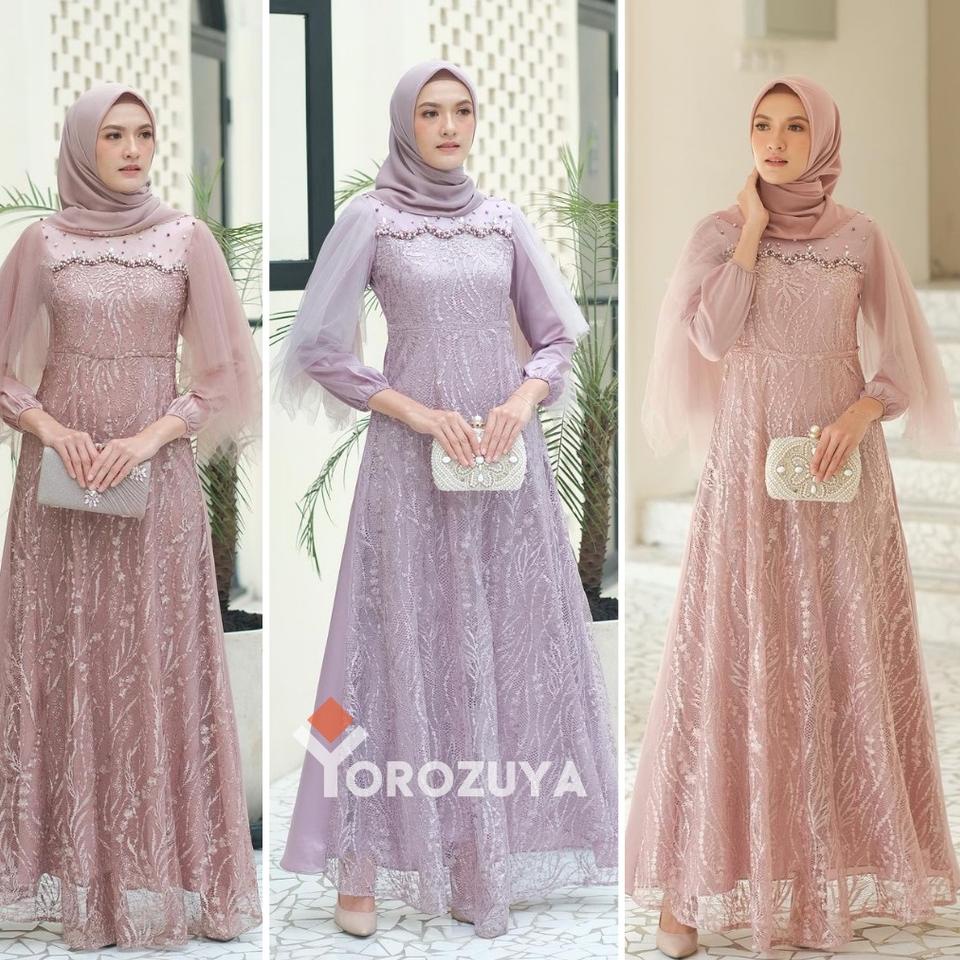 Terbaik.. Gamis Brukat Modern Terbaru, Gamis Remaja Dress Wanita Dress Kondangan Lamaran Wisuda Leba