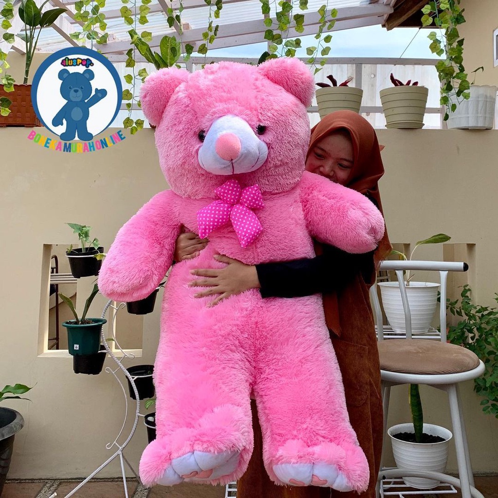 PROMO TERLARIS boneka/beruang Boneka Karakter Panda Duduk PINK DAN COKLAT TEDDY BEAR PINK FANTA Ukuran 80cm Imut Lucu Lembut COD