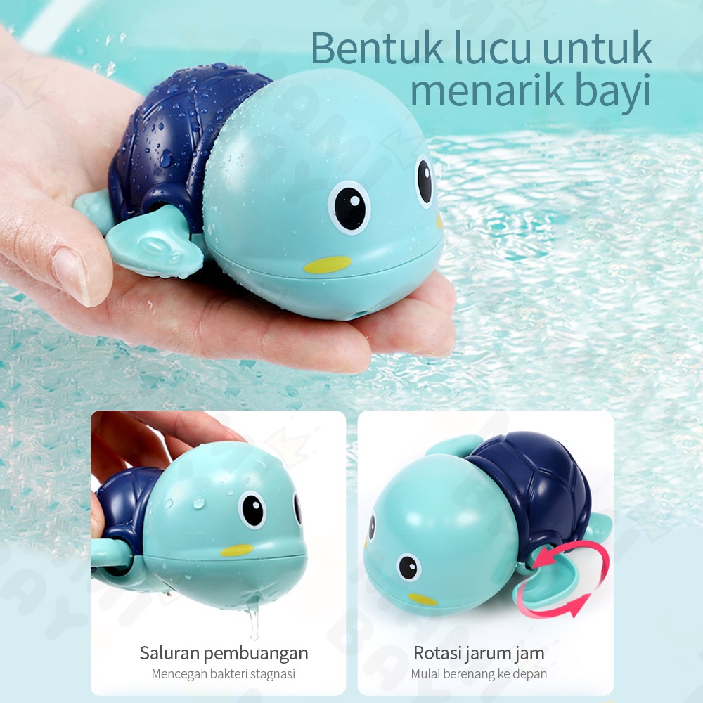 Mamibayi Mainan bayi turtle mainan mandi bayi jarum jam bath toys