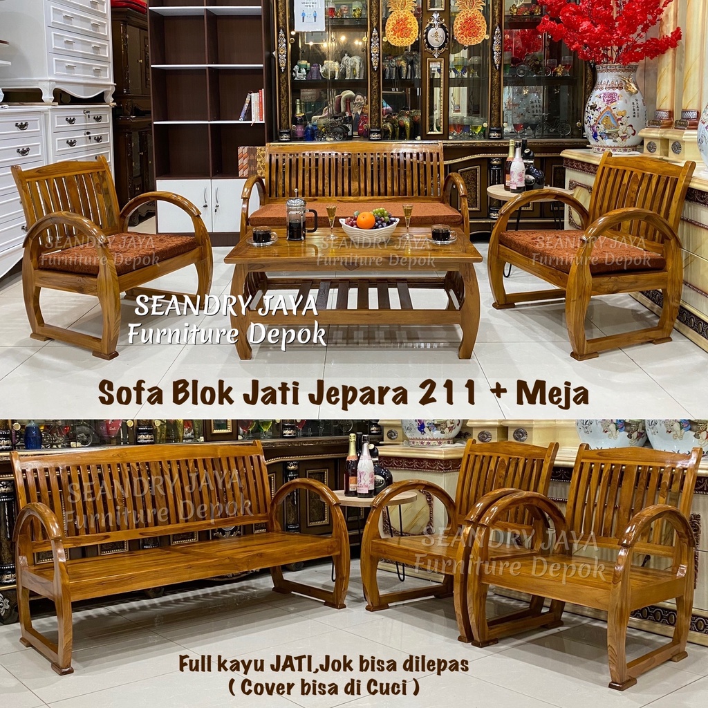 SOFA KAYU JATI JEPARA MINIMALIS 211/MEJA/KESIL/SIMPEL/PROMO MURAH/UKIR/JABODETABEK/SEANDRY JAYA FURN