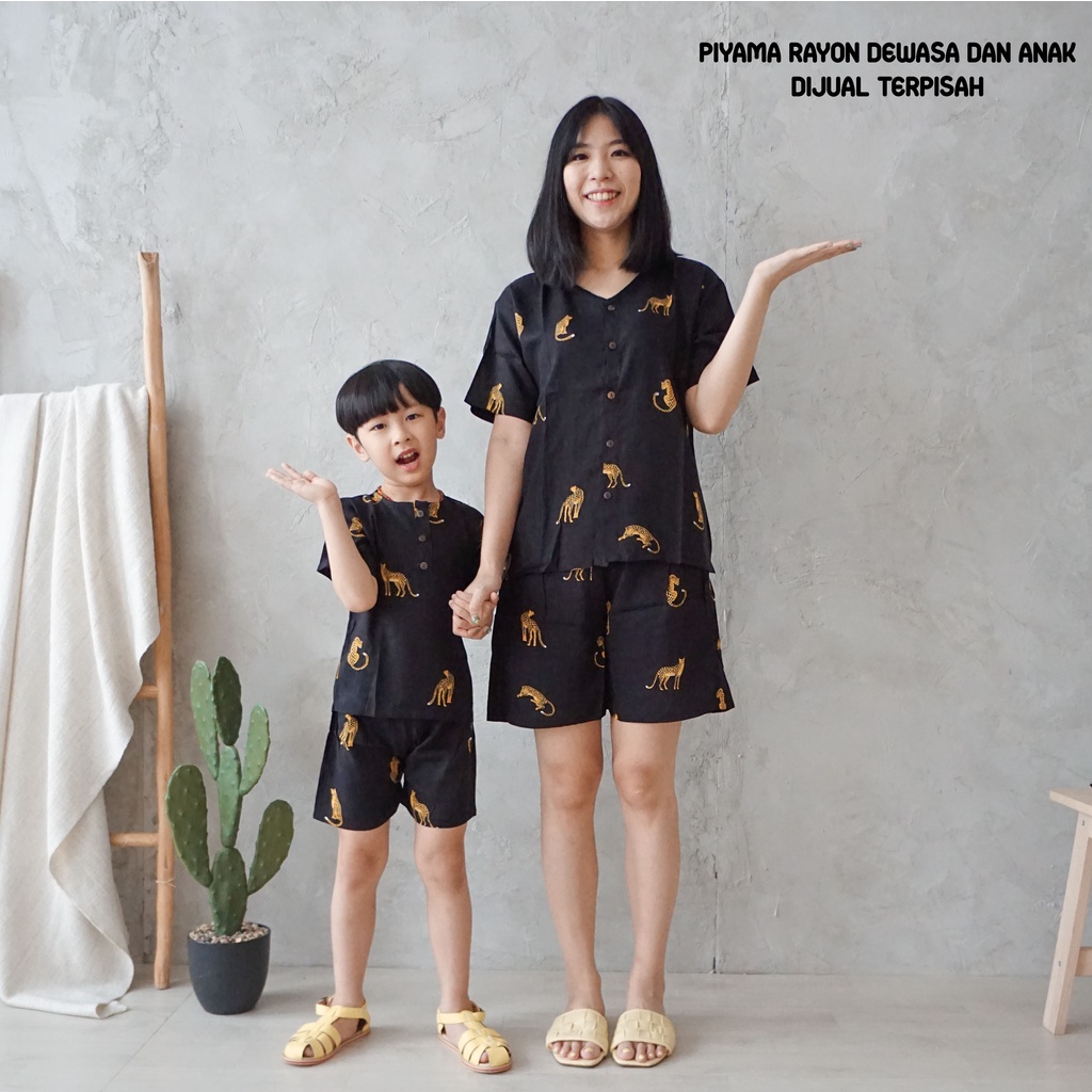 setelan piyama rayon EMMA dewasa celana pendek baju tidur harian bahan lembut menyusui friendly