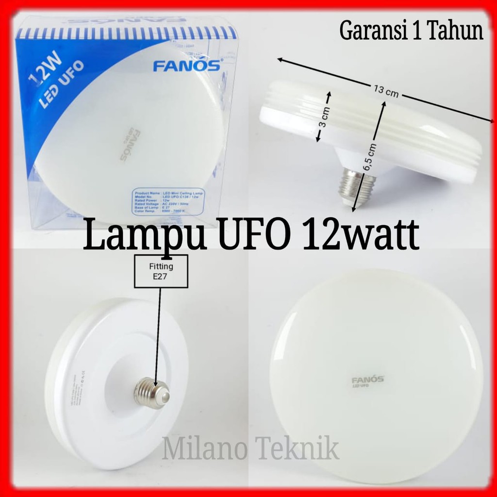 Lampu LED UFO Fanos 12w 12 watt 12 w/LED Mini Ceiling Lamp lampu Hias
