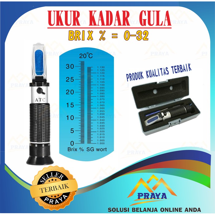 Brix Refractometer alat ukur kadar gula manis 0 - 32% / 0 - 90%