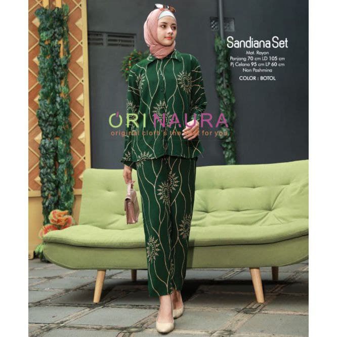 ONE SET 2in1 SANDIANA (ATASAN  + CELANA ) / PIYAMA RAYON / PJAMAS TIE DYE / SETELAN WANITA KEKINIAN