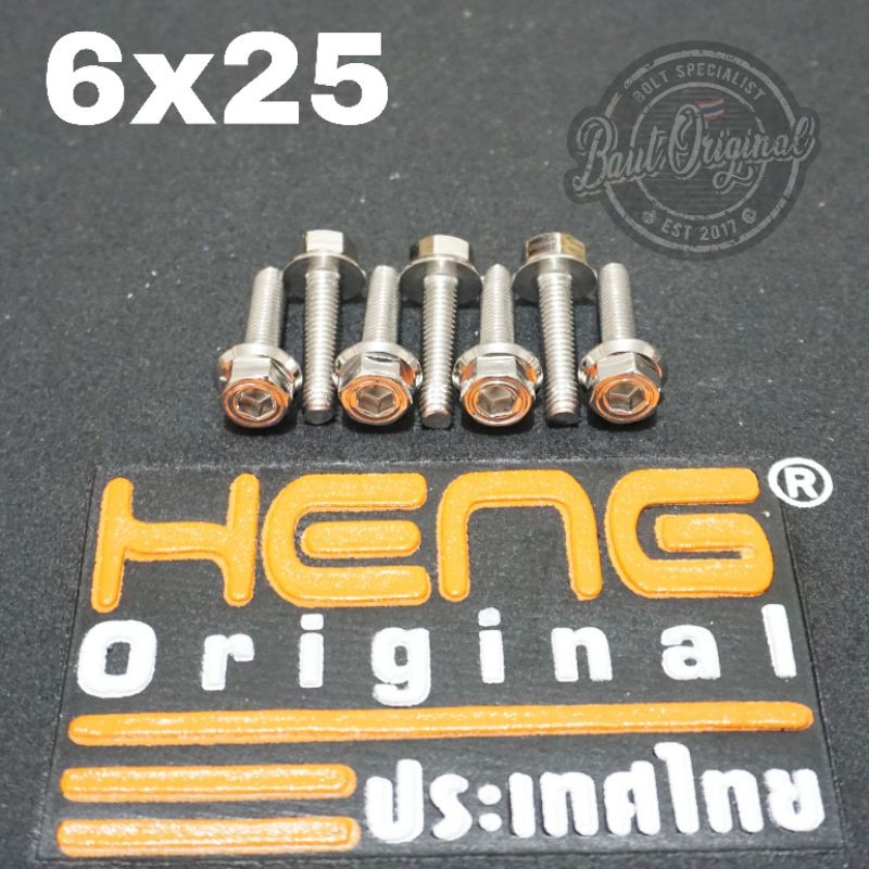 baut probolt 2kunci 2 kunci stainless 6x25 drat 10 panjang 2.5cm original heng thailand silver