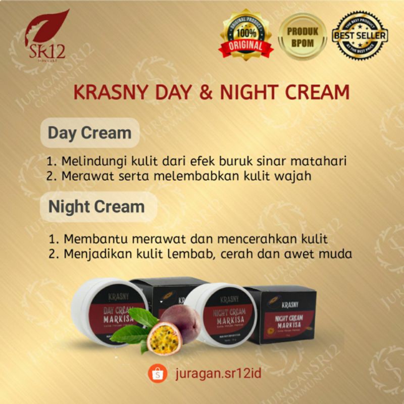 KRIM JERAWAT &amp; FLEK HITAM BPOM / KRASNY DAY &amp; NIGHT CREAM SR12 / KULIT KERING /MENCEGAH PENUAAN DINI