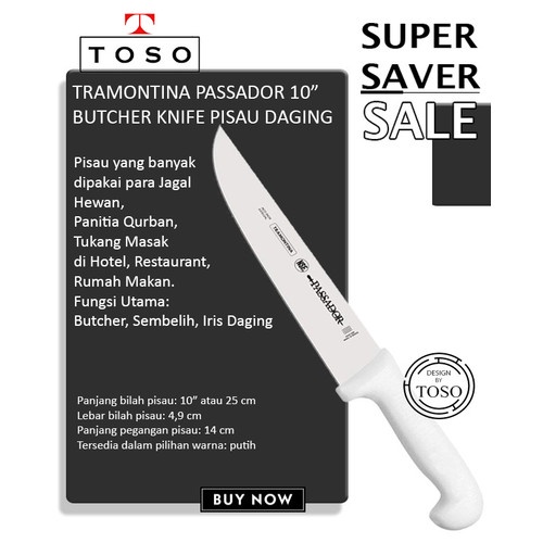 PISAU TRAMONTINA BUTCHER KNIFE PASSADOR 10" PISAU SEMBELIH 24421/080 diskon